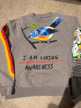 Kanye West I Am Loving Awareness Graphic Fleece Crewneck Sweatshirt